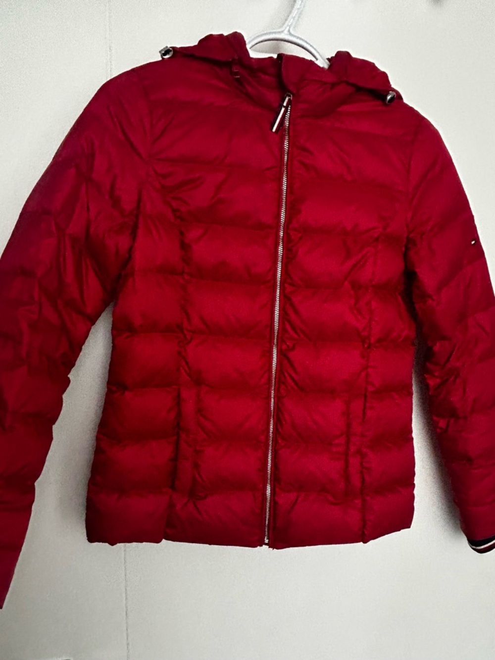 Tommy Hilfiger Red Quilted Hooded Puffer Jacket